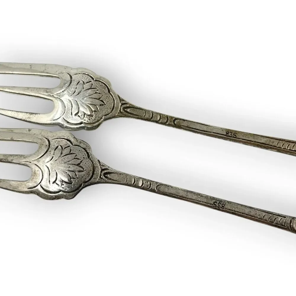 Silver 800 835 Dessert Pastry Mini Forks Fork Lot of 12 Floral Ornate Rose 5.5”